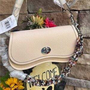 Authentic COACHTOPIA wavy leather flap thick chain & Crosby strap